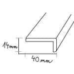 Dřevěné lišty - 14×40 mm - délka 2 m - tvar „L“
